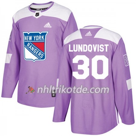 New York Rangers Trikot Henrik Lundqvist 30 Adidas 2017-2018 Lila Fights Cancer Practice Authentic - Herren
